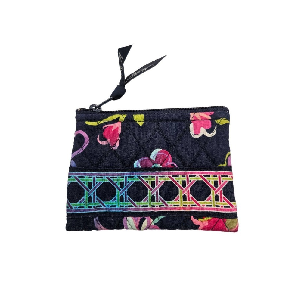Vera Bradley Zipper Coin Purse Retired Navy Multi 2012 Ribbons Print